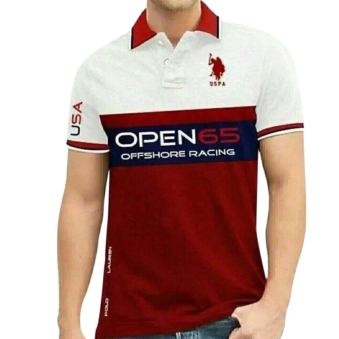 White and Navy Open 65 Polo T-Shirt For Men