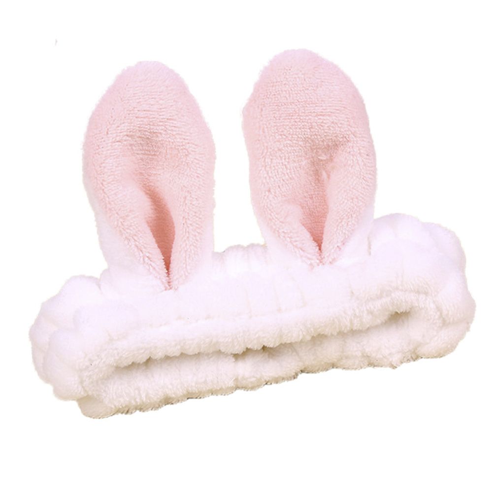 Cute Rabbit Ears Flannel Headband Women Face Washing Elastic Hair Band Headwear