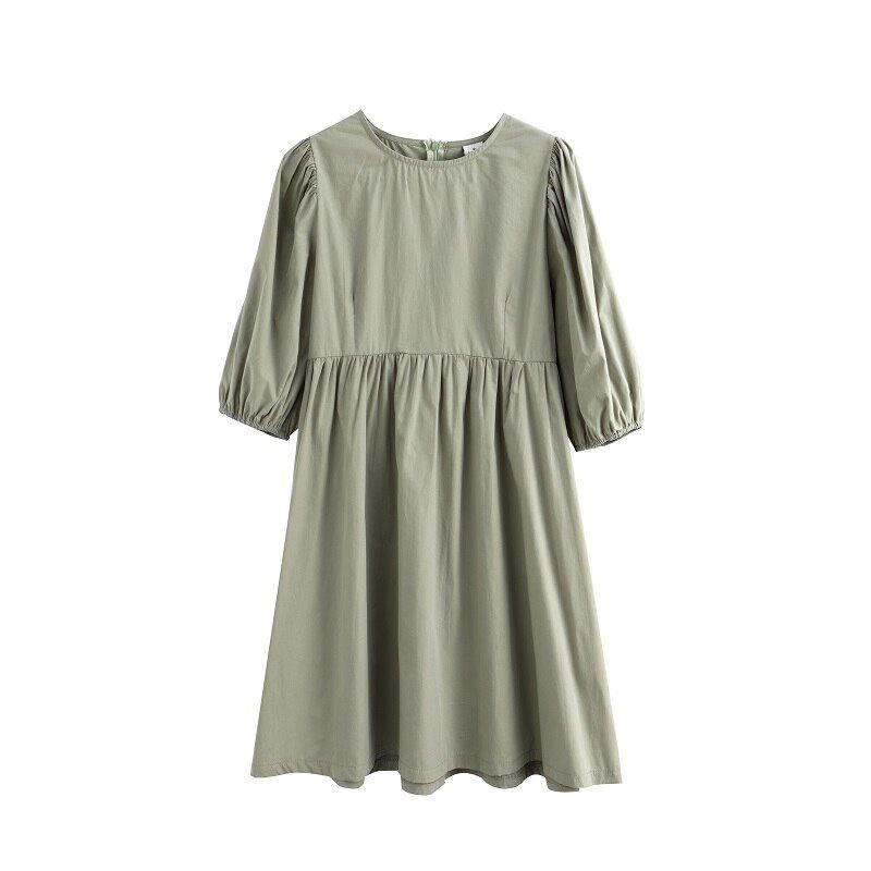 Toppies Babydoll Dress 100% Cotton Woman O-neck Short Mini Dress Lantern Sleeve Blouses Female A-line Ladies Dresses Summer