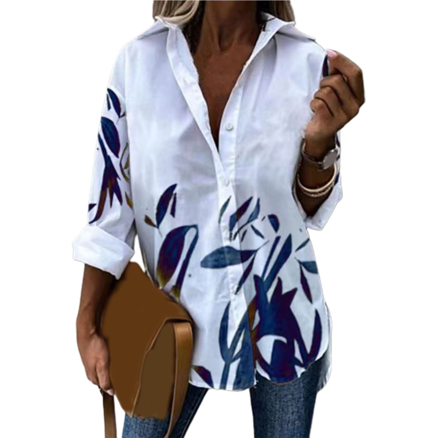 Women Shirt Breathable Loose Women Large Size Long Sleeve Shirt