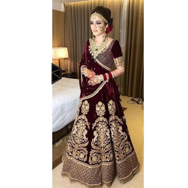 Maroon Georgette Semi Stitched Lehenga for Women