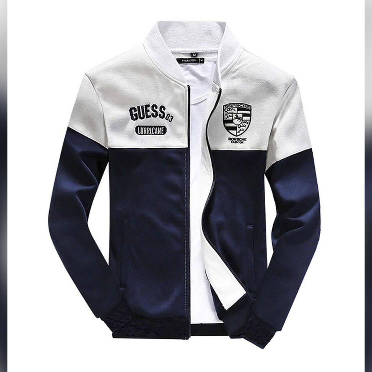 Stylish Premium Winter Jacket For Men - White and Navy