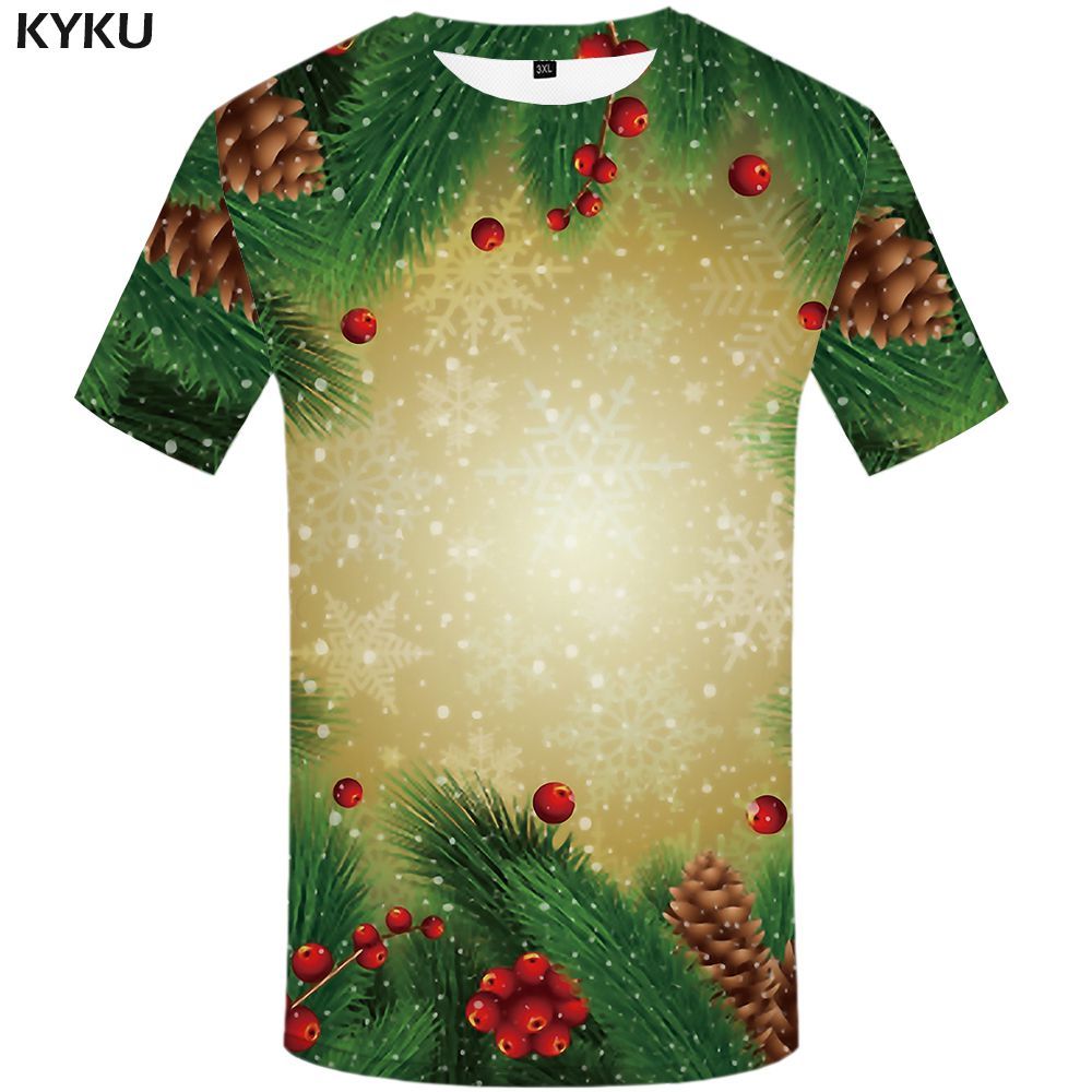 KYKU Christmas Tshirt Men Funny Anime Clothes Xmas T Shirts Red 3d T Shirt Punk Rock Print T-shirt Party Happy Mens Clothing New