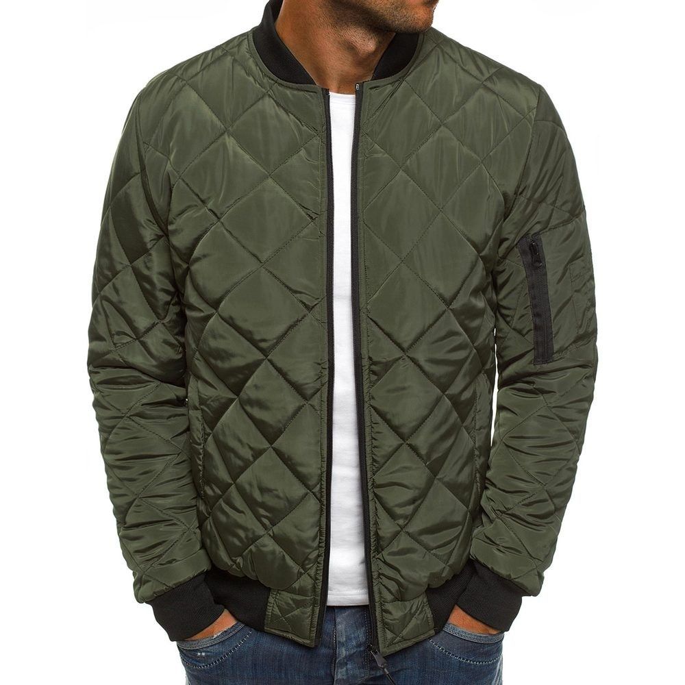 Men's Thin Down Jackets Coat Green Black Slim bomber jacket Male Autumn Casual Coats Outerwear S-3XL