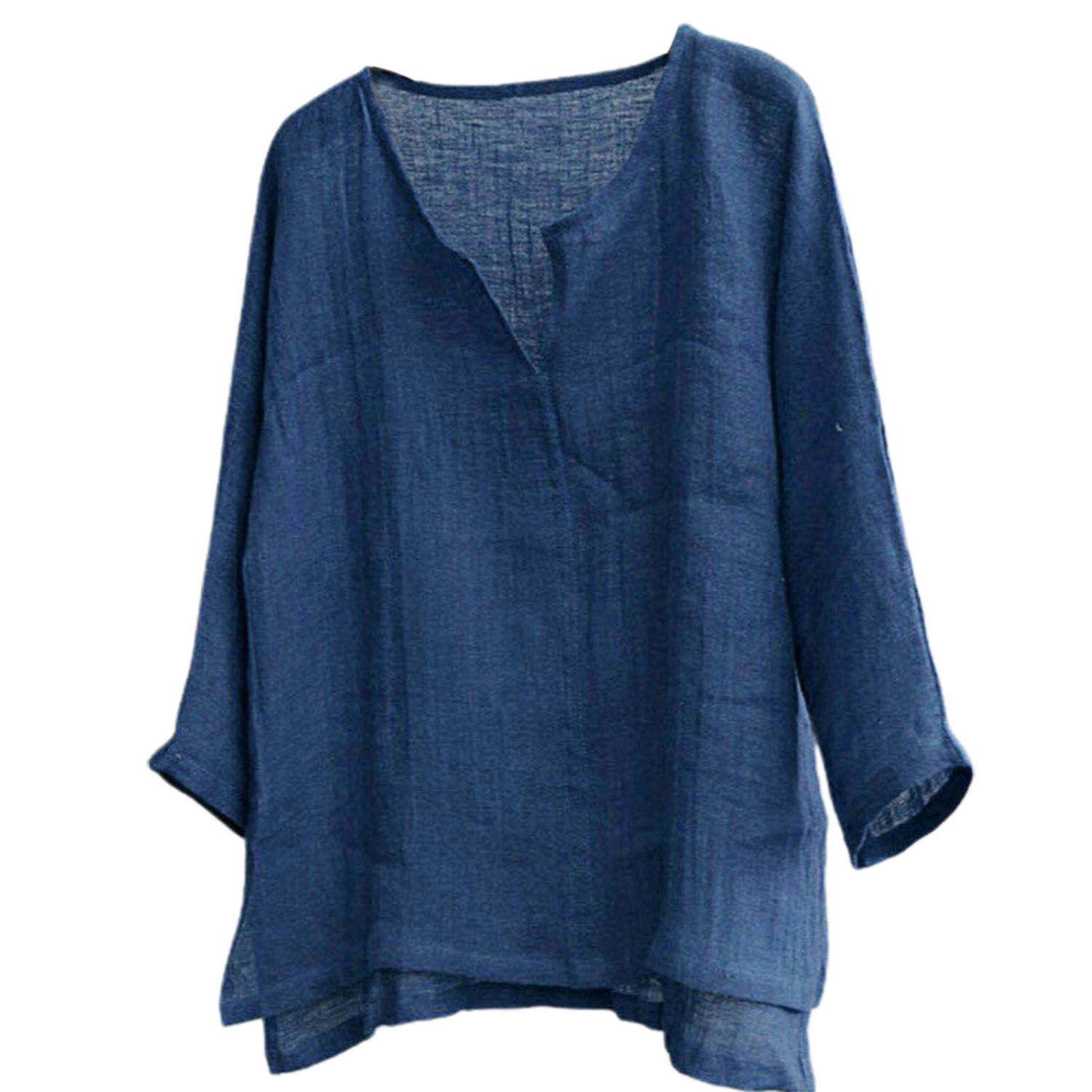T-shirt V-neck Loose Polyester Men Summer Beach Shirts for Daily Life
