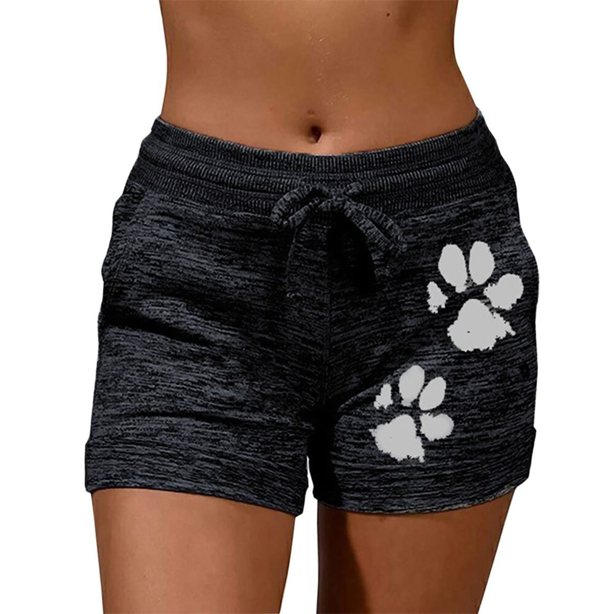 Women Sports Shorts Summer Dog Paw Quick-drying Skinny Shorts Casual Lady Elastic Waist Beach Correndo Short Pants Female