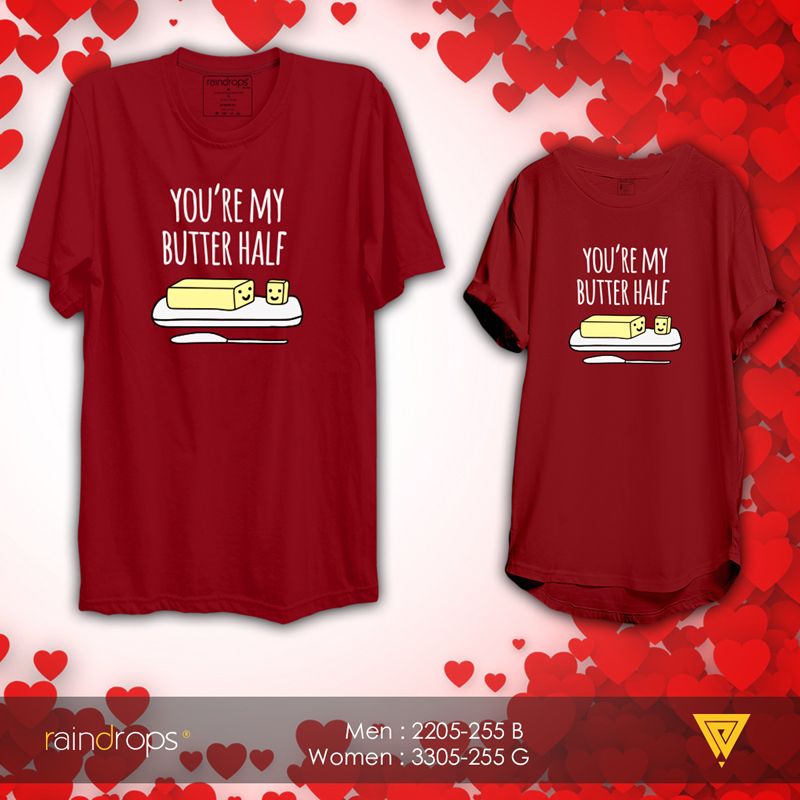 Raindrops Premium Couple T-shirt You are My Butter Half  Designed Half Sleeve Signal Red T-shirt For Couple