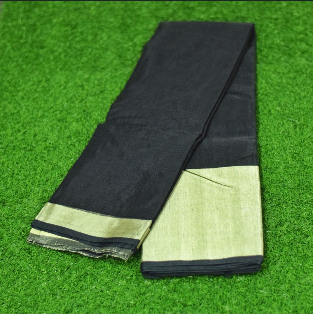 Black & Golden Half Silk Saree for Women