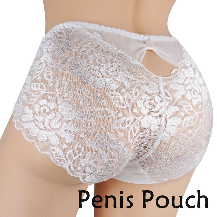 Luxury Sexy Men's Breathable Lace Men Briefs Transparent Large Size U-Shaped Pouch Gay Shorts