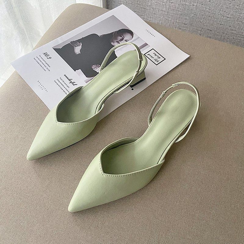 Summer Sandals For Women Pointed Toes Mules Elegant Square Heels Slippers Black Dress Shoes Beach Heels Hot