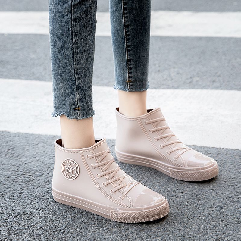 Rain boots ladies fashion style outer wear non-slip net red rain boots student rubber shoes new overshoes low cut short tube waterproof shoes