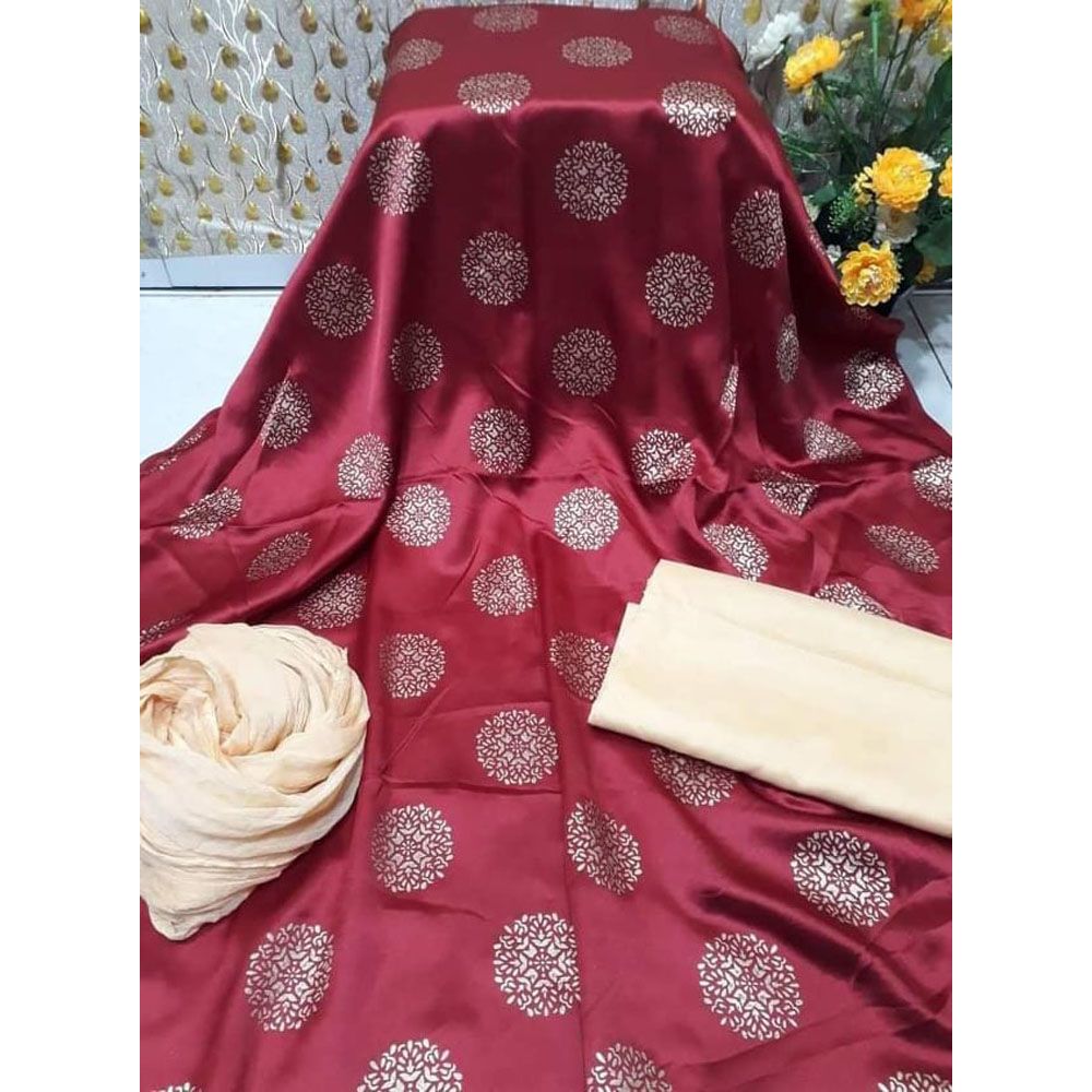 Unstitched Japani Silk Salwar Kameez For Women ( 3 piece )