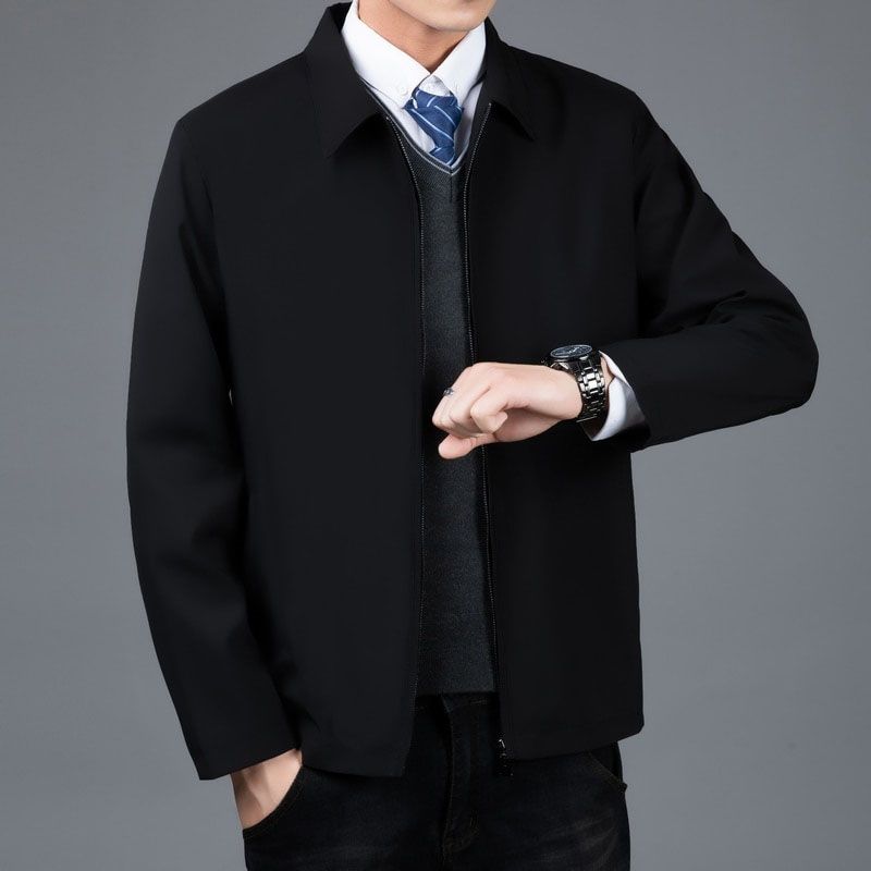 Autumn Winte Mens Coat Parkas Jacket Solid Color Men's Lapel Jacket Warm Thick Cotton Coat Male Business Parka Coat
