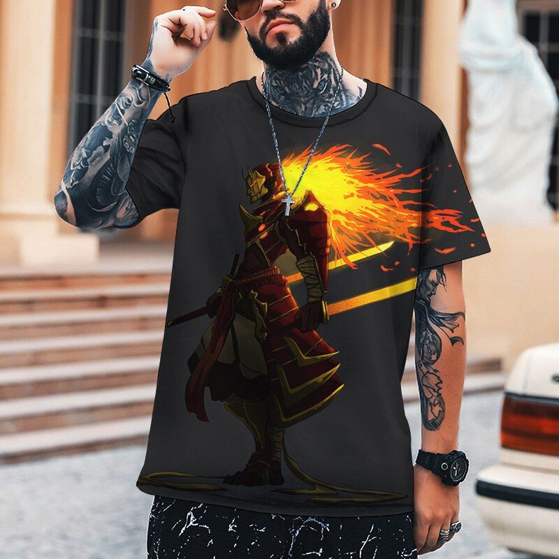 3D Men T-Shirt Devil Female Samurai Style Design T Shirt Ghost Face Summer Comfortable Breathable Tops