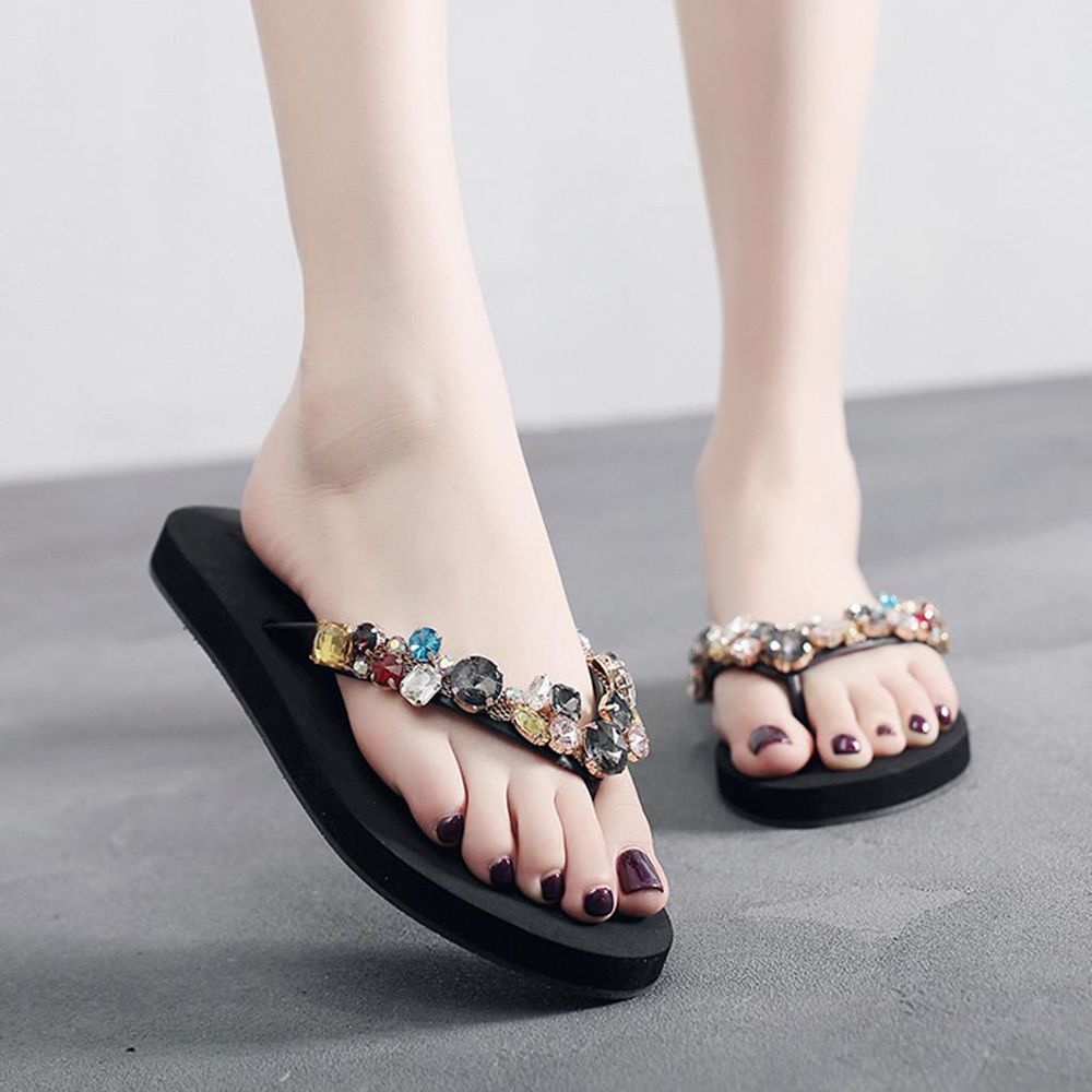 【ALLGOOD】Korean Style Women Sandals Women Ladies Fashion Summer Crystal Bohemian Style Slippers Beach Sandals Shoes Fashion Shoes Work female shoes women shoes