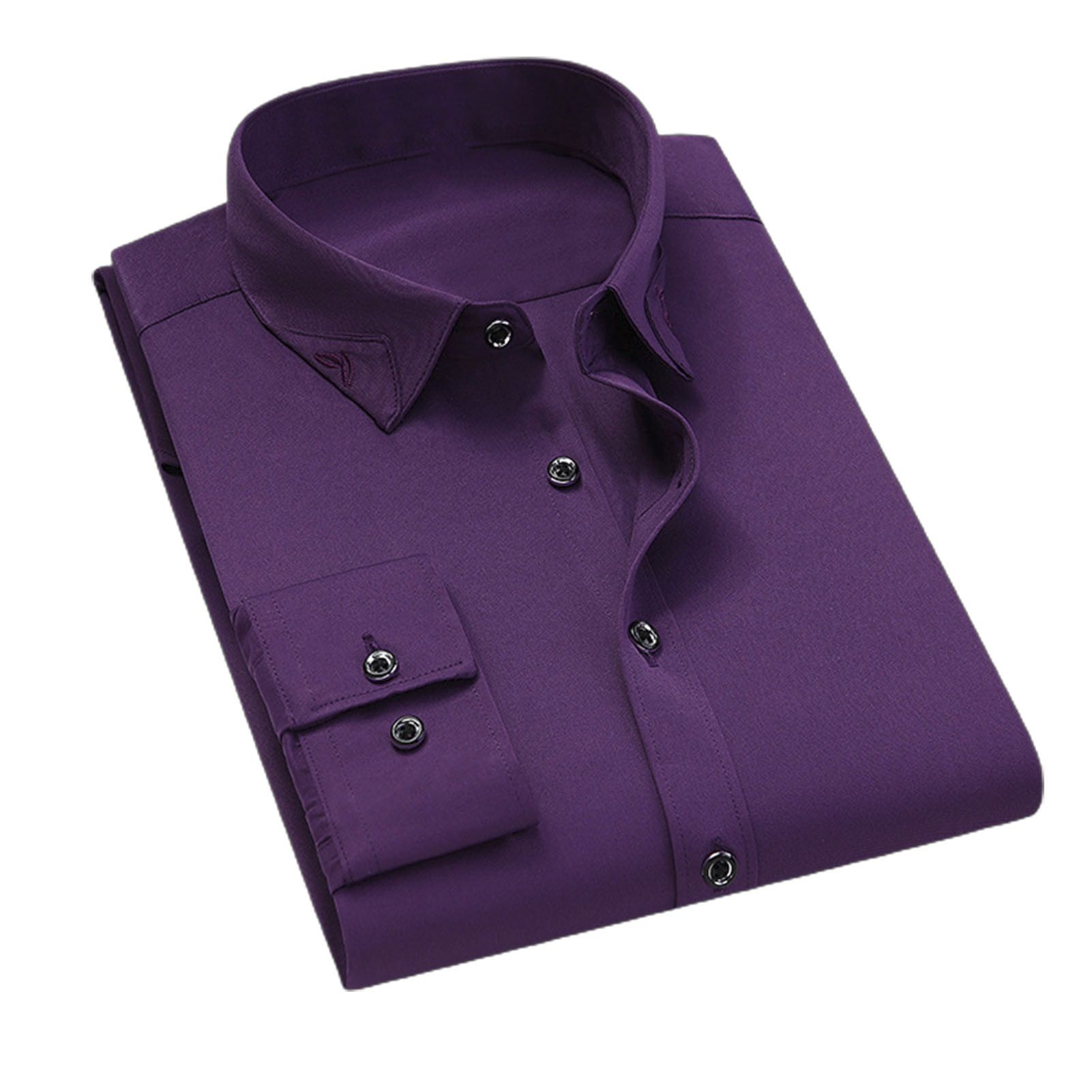 Male Shirt Pure Color Slim Fit Fall Shirt