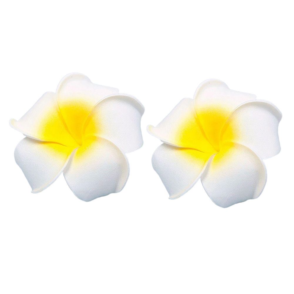 2 Pcs Hawaiian Foam Flower Bridal Wedding Party Hair Clip White Plumeria Decor