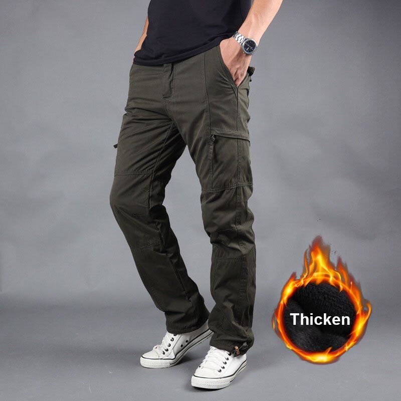 High Quality Winter Warm Men Thick Pants Double Layer    Tactical Cotton Trousers For Men Brand Clothing
