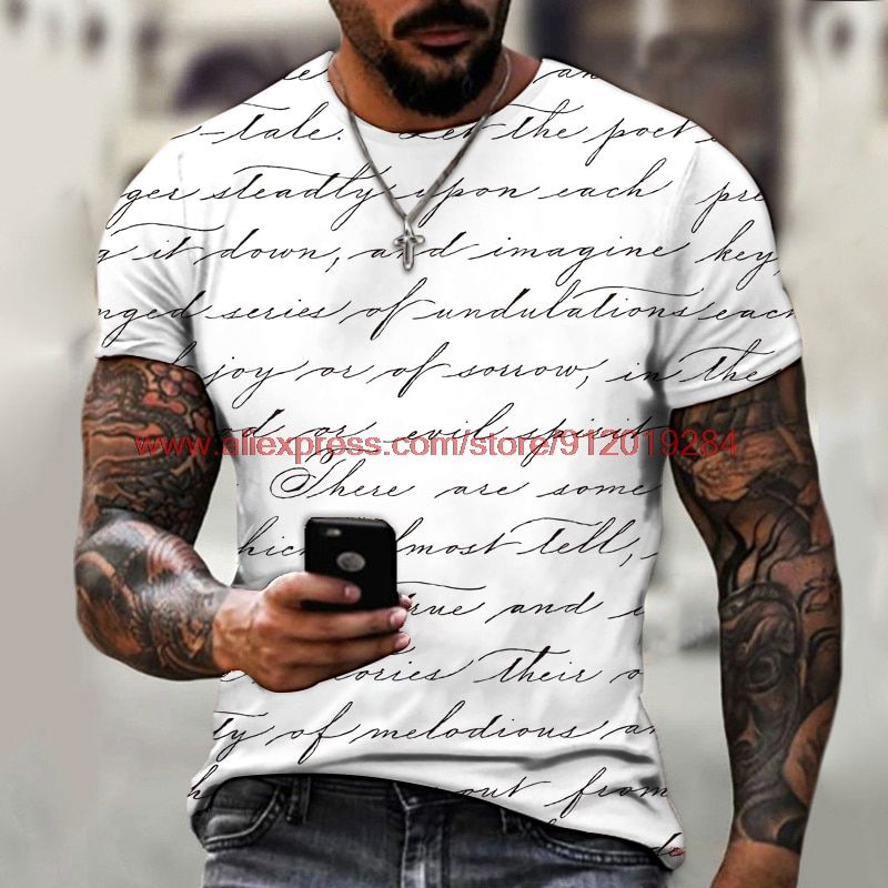 designer  letter print t-shirt men's summer round neck short sleeve Street Fashion T-shirt large size 6xl