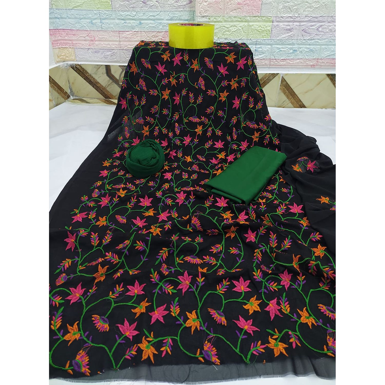 Sami stitched indian weightless Georgette -Embroidery & Karchupi for women [Three Piece]