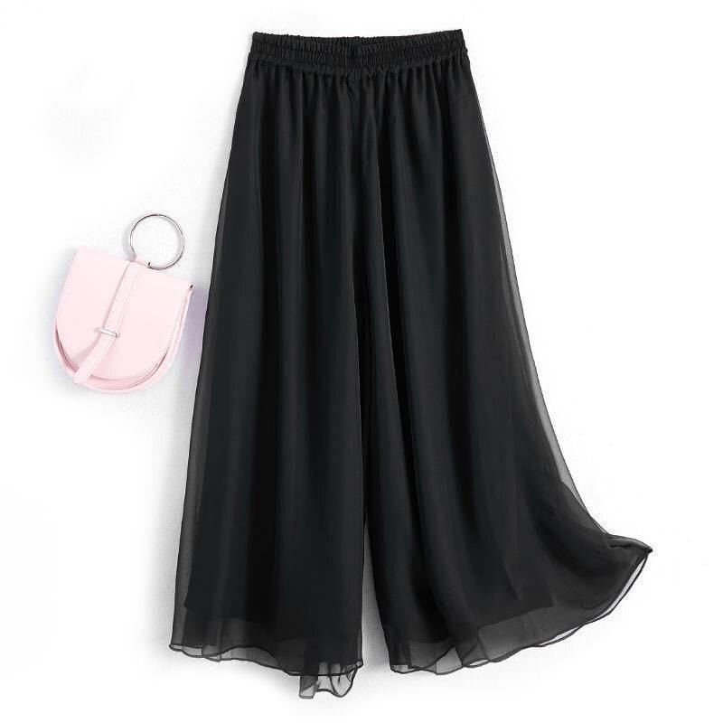 Summer Casual Pants Female White Drape Chiffon Wide-Leg Pants Women Loose Oversize 4XL High Waist Slim Trousers Skirt Lady