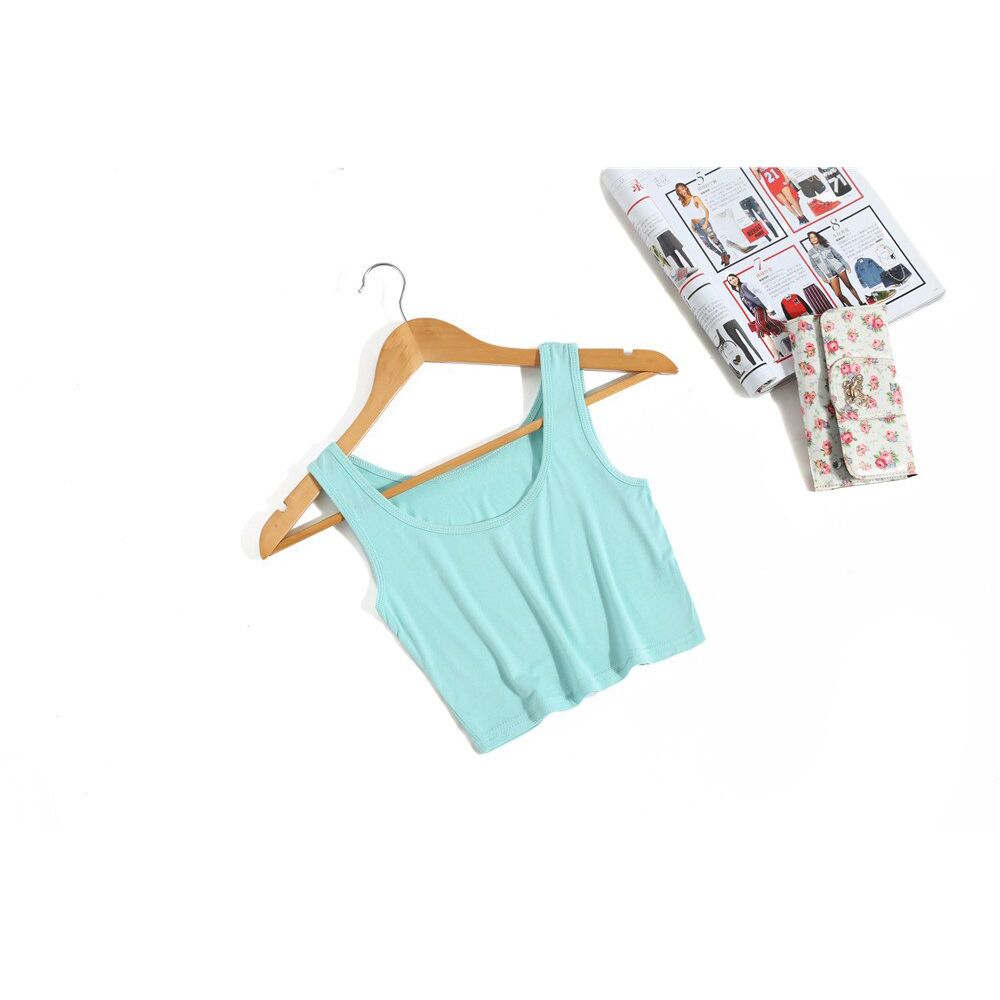 New Female Women Crop Top Ladies Sleeveless Tank Tops T Shirt Tee Short halter Tops Summer Basic Stretch Tops