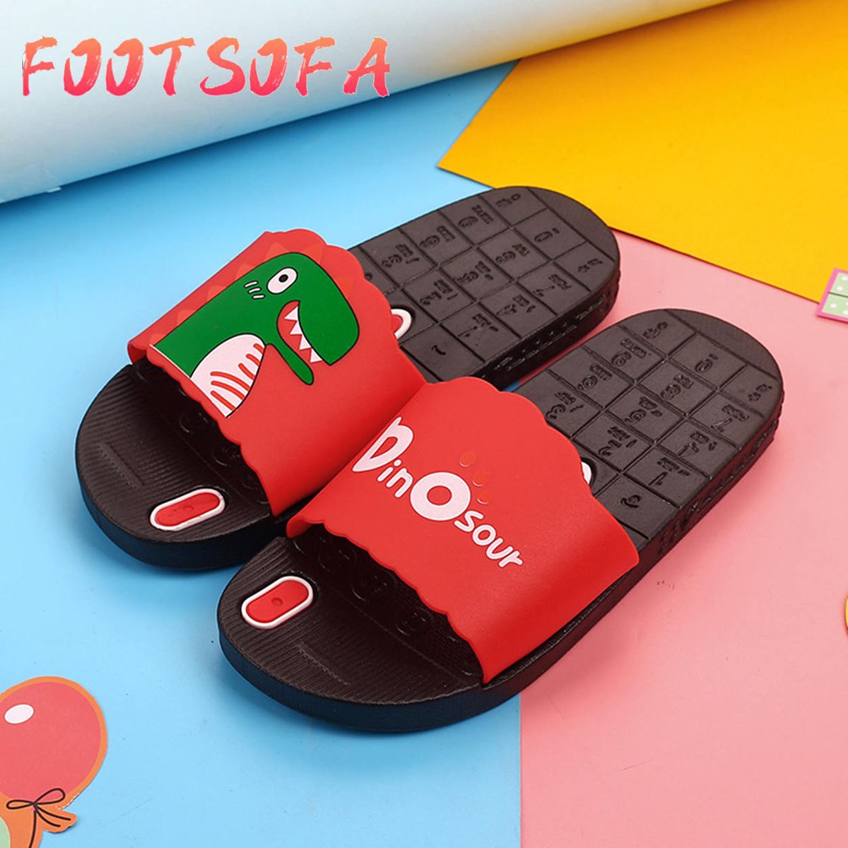 Fashion Kids Girl Boy Cute Cartoon Dinosaur Indoor Home Beach Anti-Slip Slippers Outdoor Child Girls Take Shower Non-slip Bathroom Slippers for Children Cool Slipper