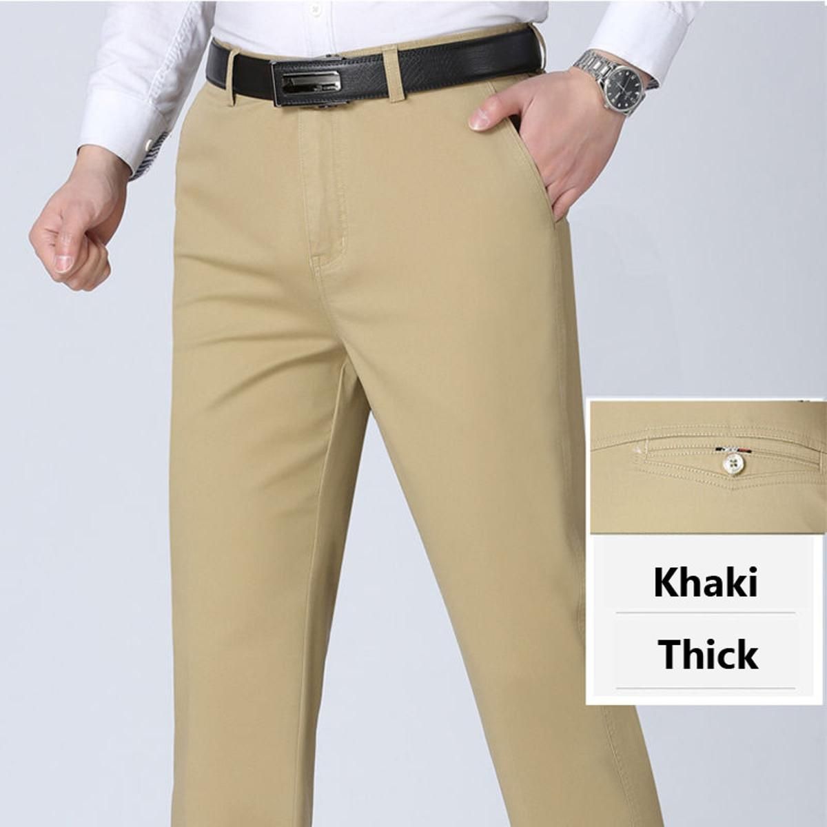 Suit Pants Men Dress Pants Summer Spring Thin Male Cotton Slacks High Waist Straight Loose Solid Business Casual Father Dad
