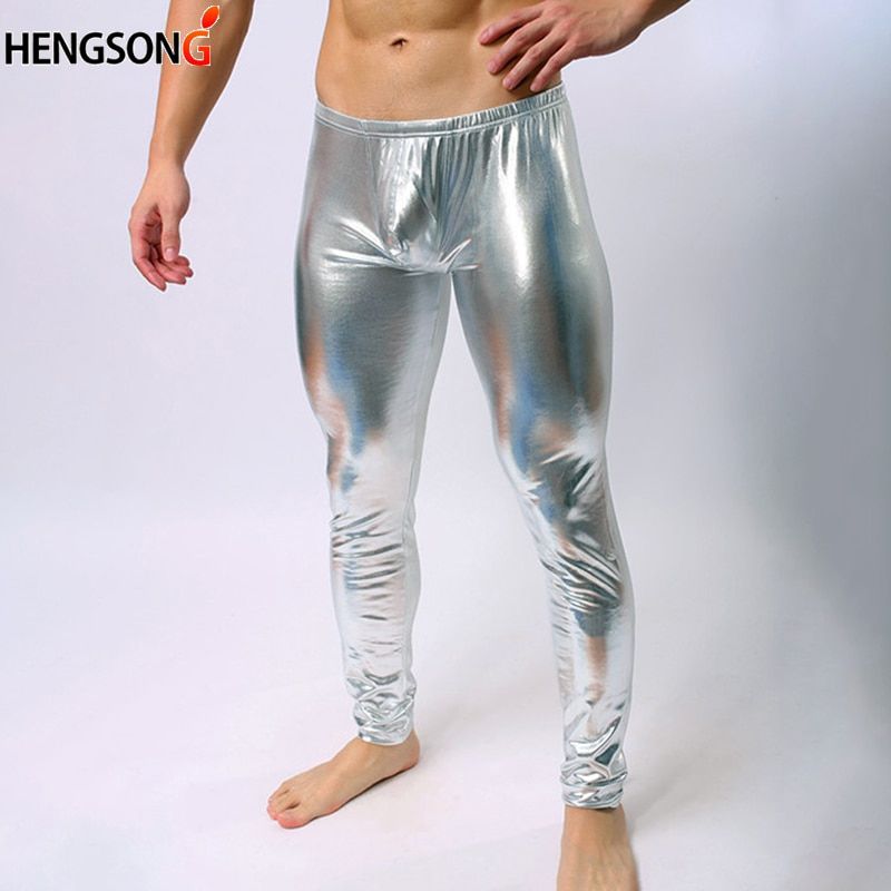Hengsong New Fashion Mens Performance Pant Slim Pencils Black Faux Leather Men Leggings 715341