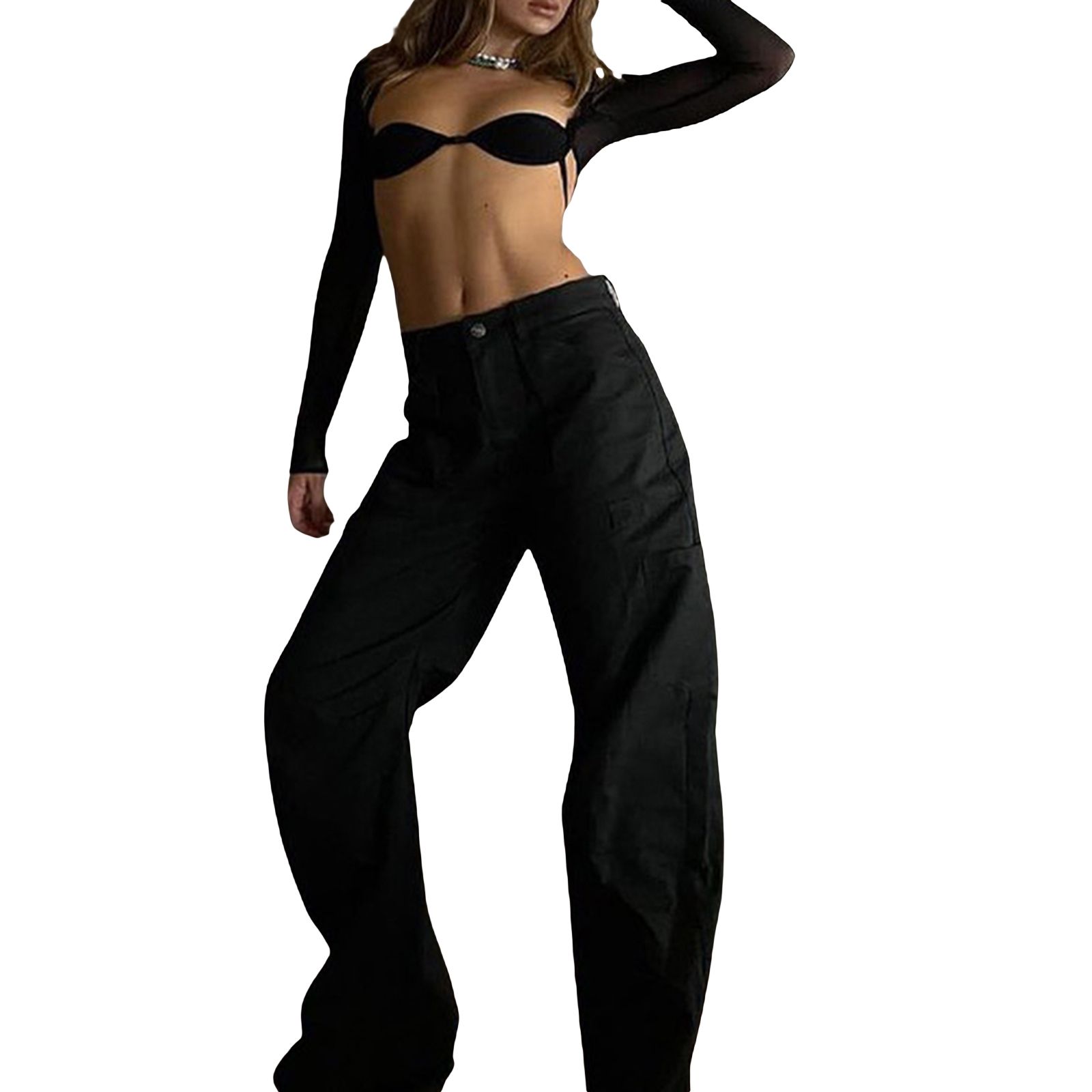 Women's Slim Fit Crop Tops,  Long Sleeve Solid Color/Zebra Print Strappy Mesh T-Shirt