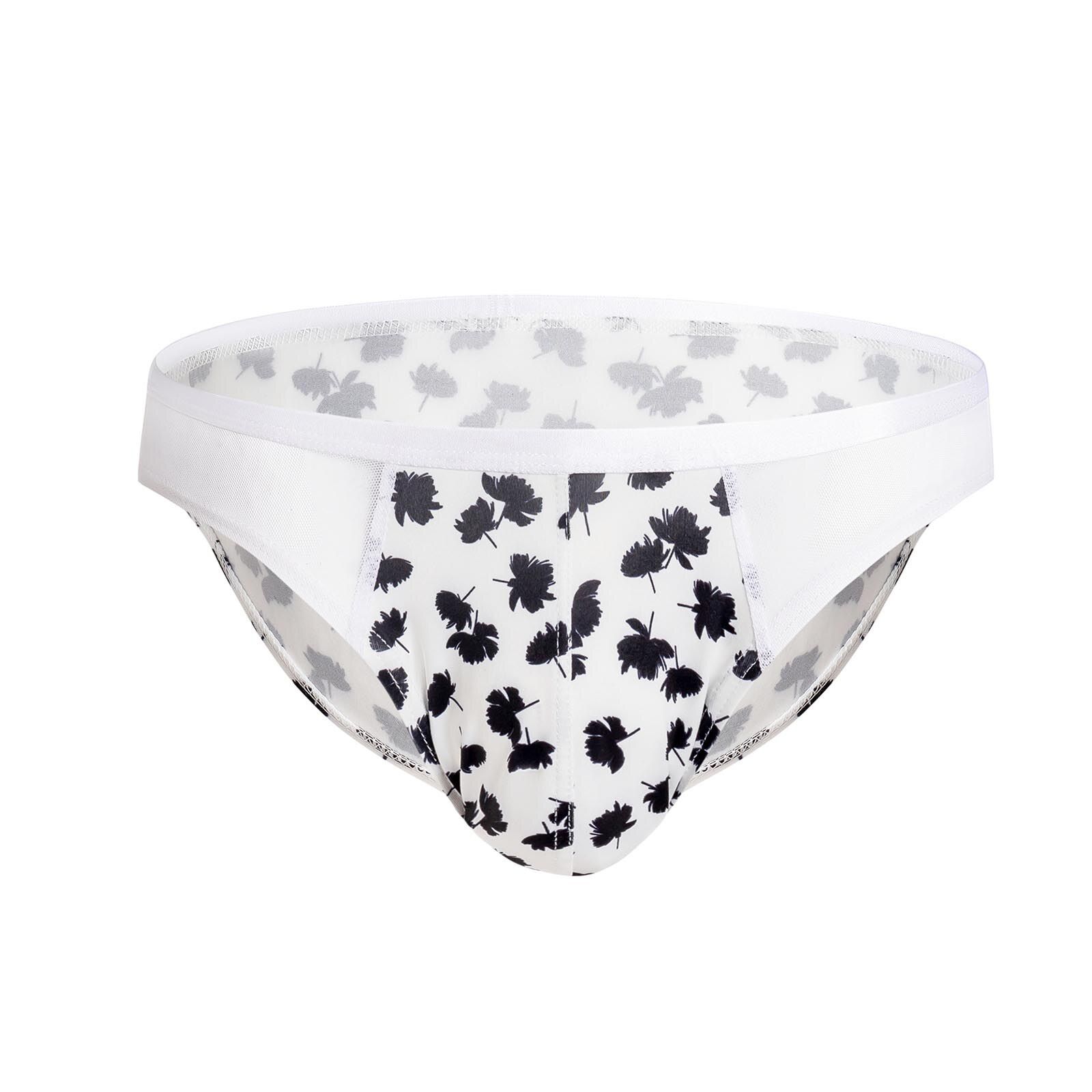 Mens Low Rise See Through Side Mesh Briefs Breathable Print Brief  Under Wear Man Underpants