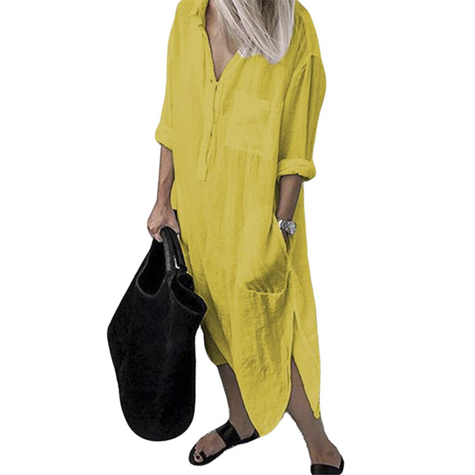Office Commute Dress Solid Color Tament Pure Color Dress