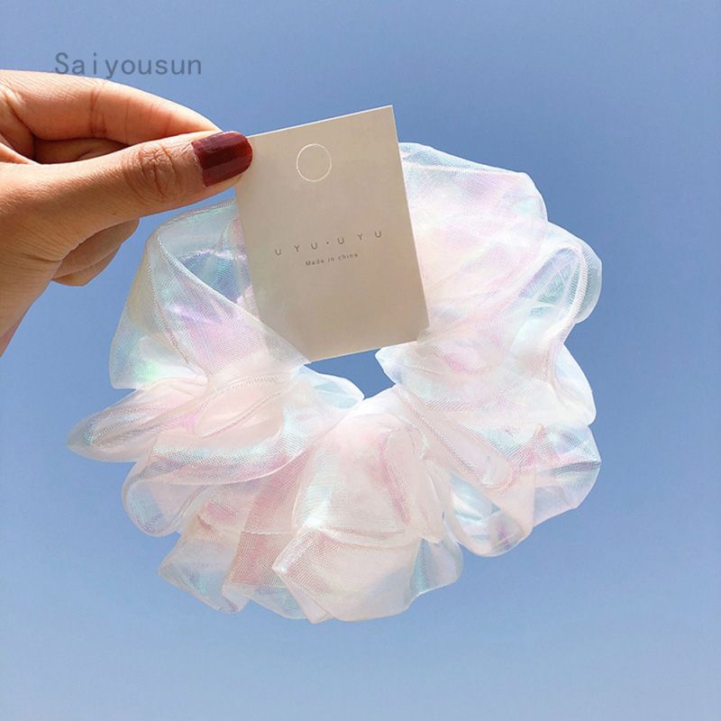 【BestGO】Big Size Organza Hair Scrunchies For Women Elastic Hair BanGirls Headwear Ponytail Holder Hair Tie Hair Accessories