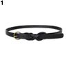 Women\\'s Vintage Simple Thin Waist Belt Metal Buckle Skinny Faux Leather Belt