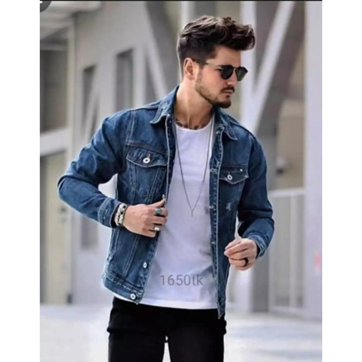 Nvay Blue Fashionable Denim Jacket For Men
