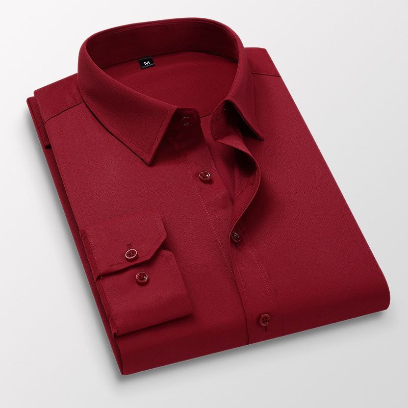 S-8XL Fashion Shirts For Men Long Sleeve Solid Autumn Male Turn Down Collar Business Formal Dress Cloth Camisa