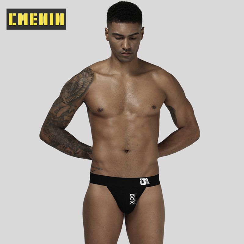 CMENIN 1pcs ORLVS (1 Pieces)  Men Underwear thongss Cotton Print "BOX" Fashion Men Underpants Breathable Pouch Black White Innerwear Male Panties OR213