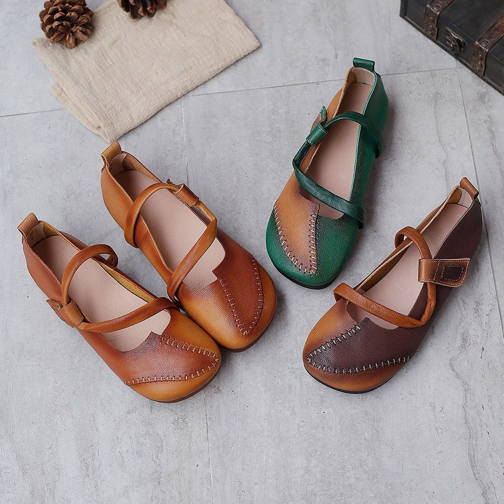 Loafers Women Mules Leather Shoes Casual Flat Shoes Mary Jane Vintage Korean Shoes For Women Slippers INS New 072135