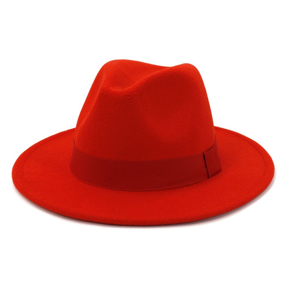 2020 winter fedora hats for women fashion Flat wide Brim Wool Felt Jazz Hats for men black goth top vintage wedding Hat