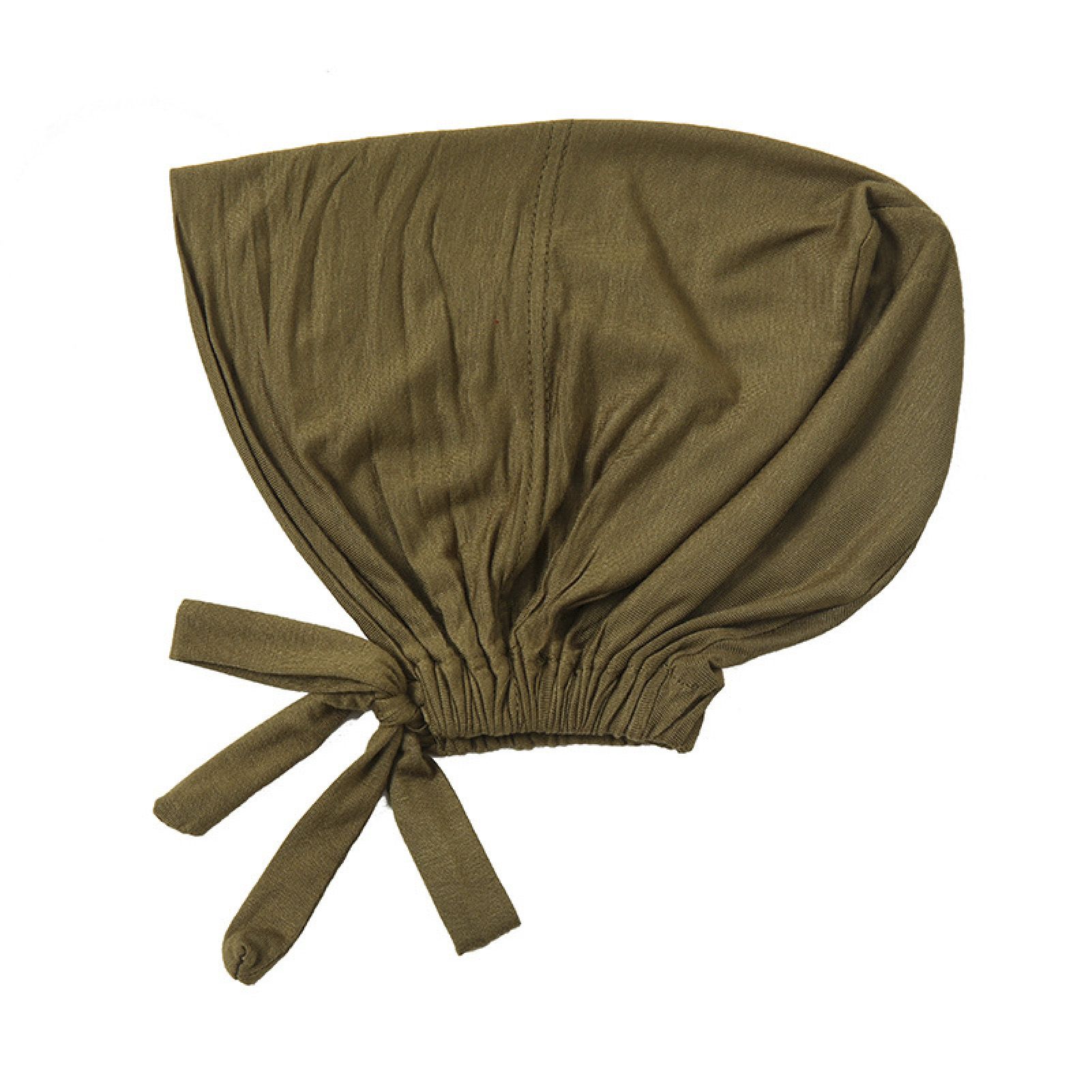 Female Turban Bonnet Flat Brim Windproof Pure Color Under Scarf