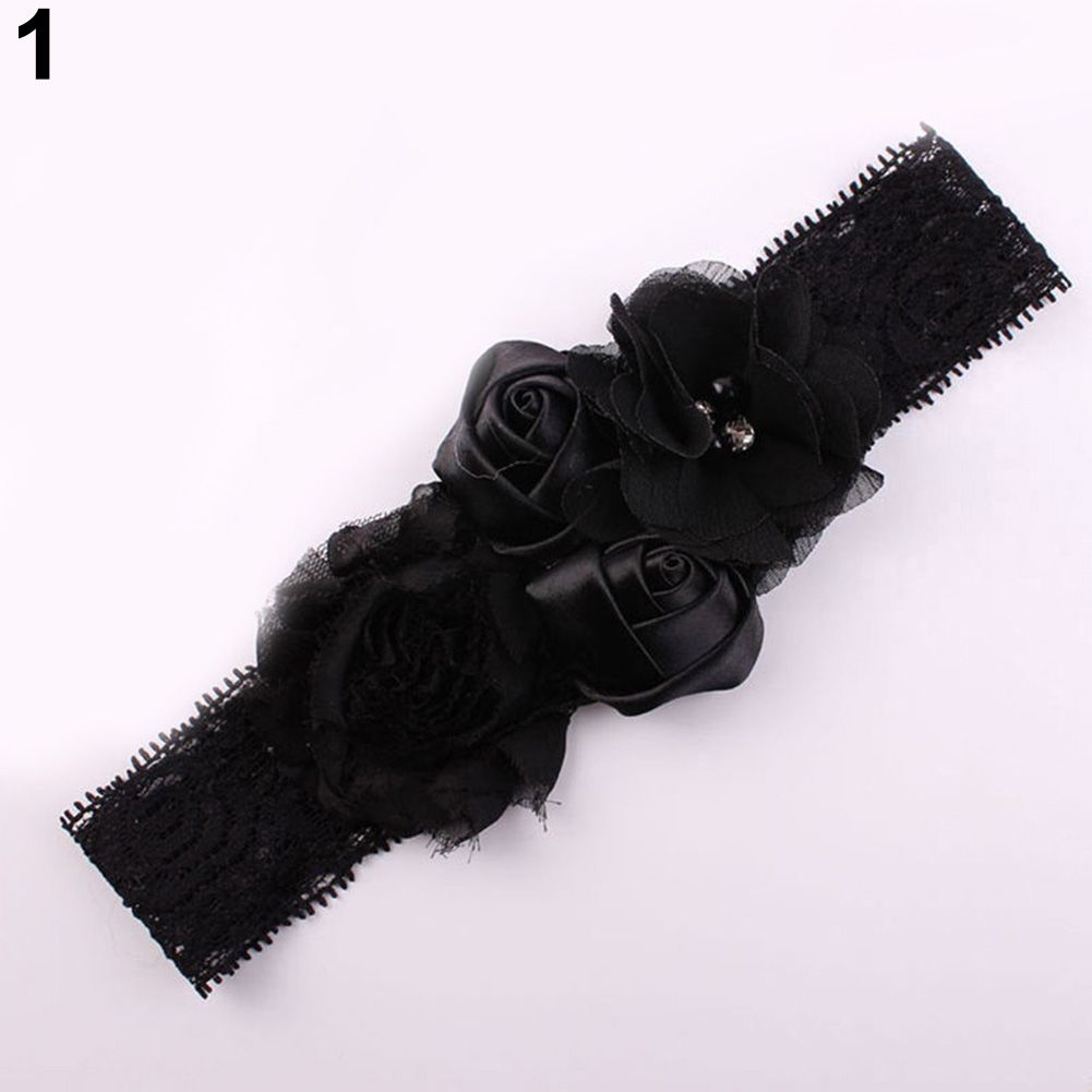 Beautiful Lace Flower Rose Bead Hairband Newborn Baby Headband Hair Accessory