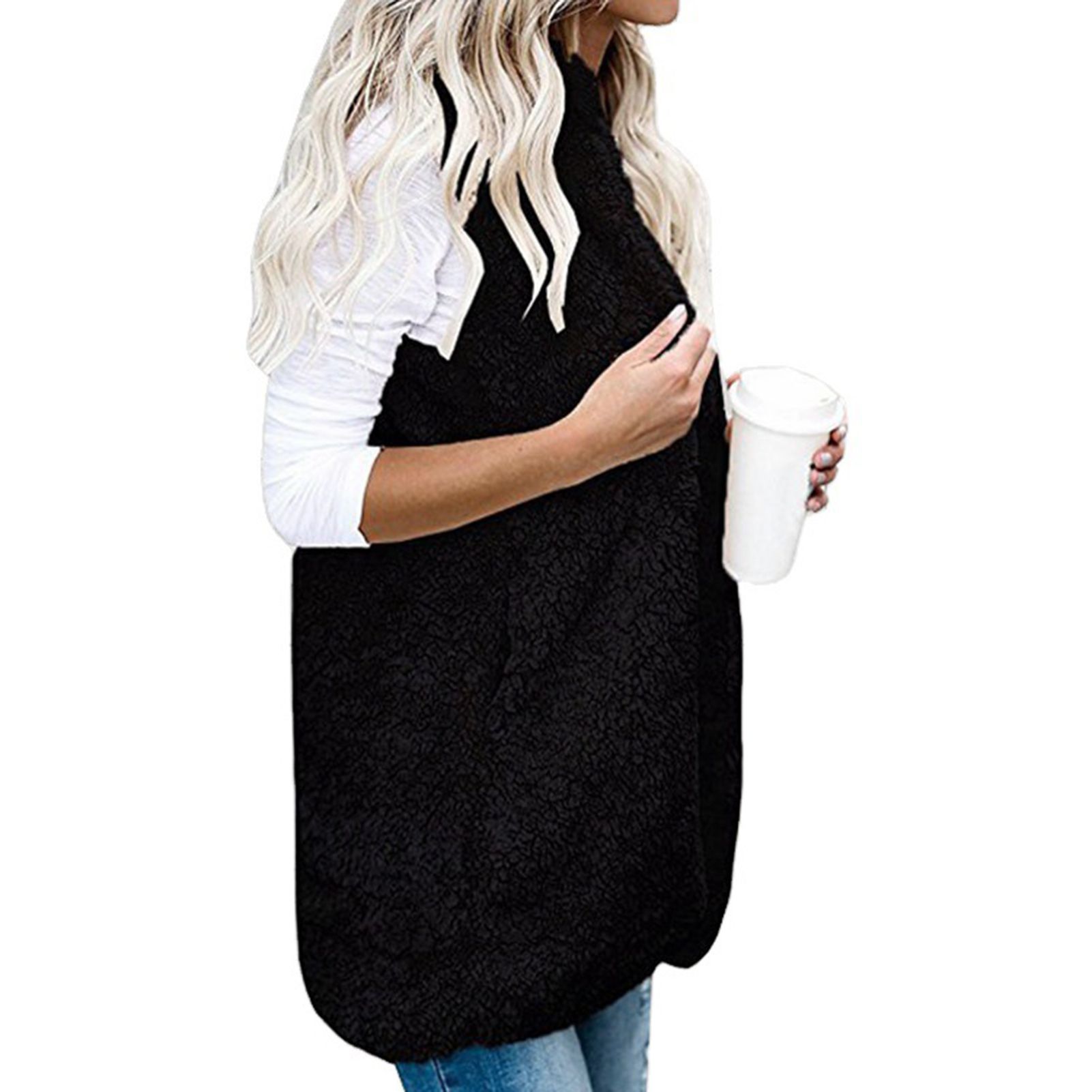 Vest Coat All Match Warm Double-sided Fluffy Pure Color Vest