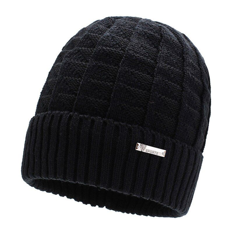 2021 Winter Hat for Old Men Solid Knit Men's Winter Beanies Hat Warm Outdoor Cold-proof Accessories Thick Fleece Inside Cap