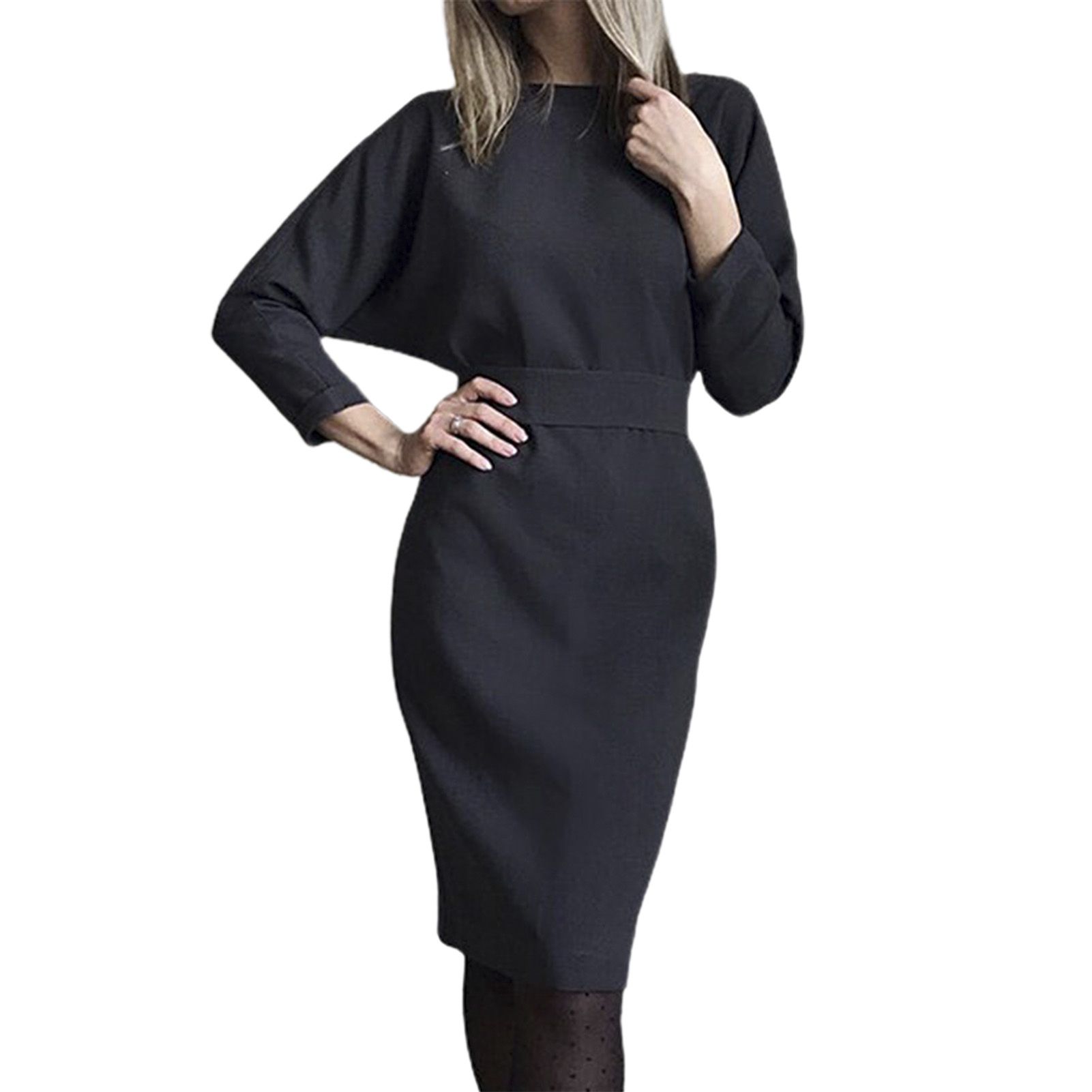 di Dress Waist Tight Solid Color Buttons Closuredi Dress