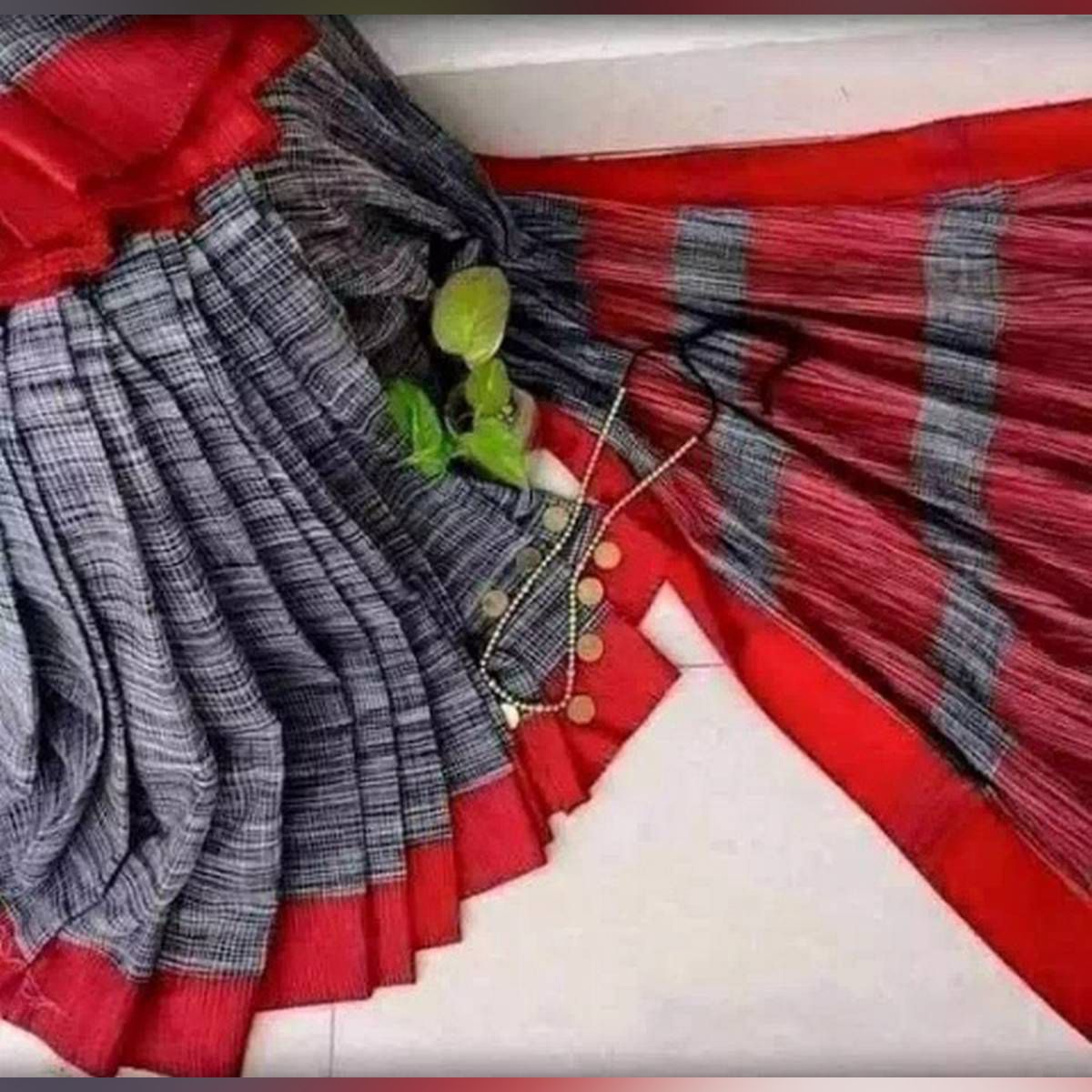 Trendy Collection with Stunning Design Cloudy Gray Colour Unstitched Weightless Cotton Sharee for Women