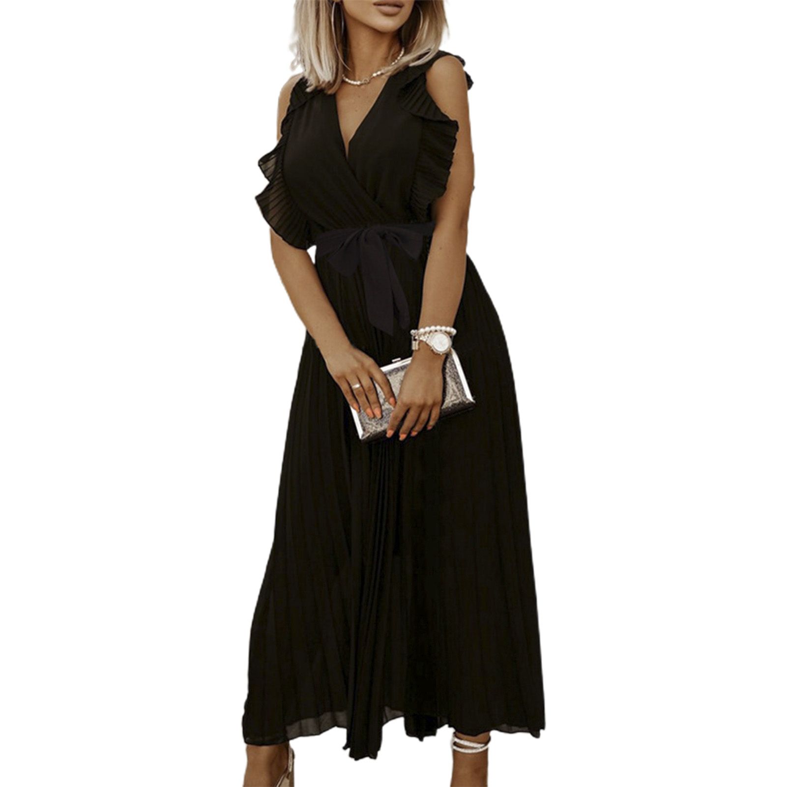 Long Dress A-Line Pure Color Slim-fitting Dress