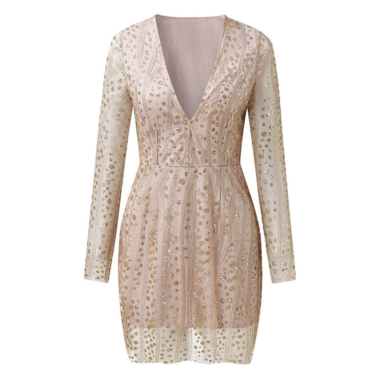 ni Dress Blinking Paillette Long Sleeve Women y Dresses