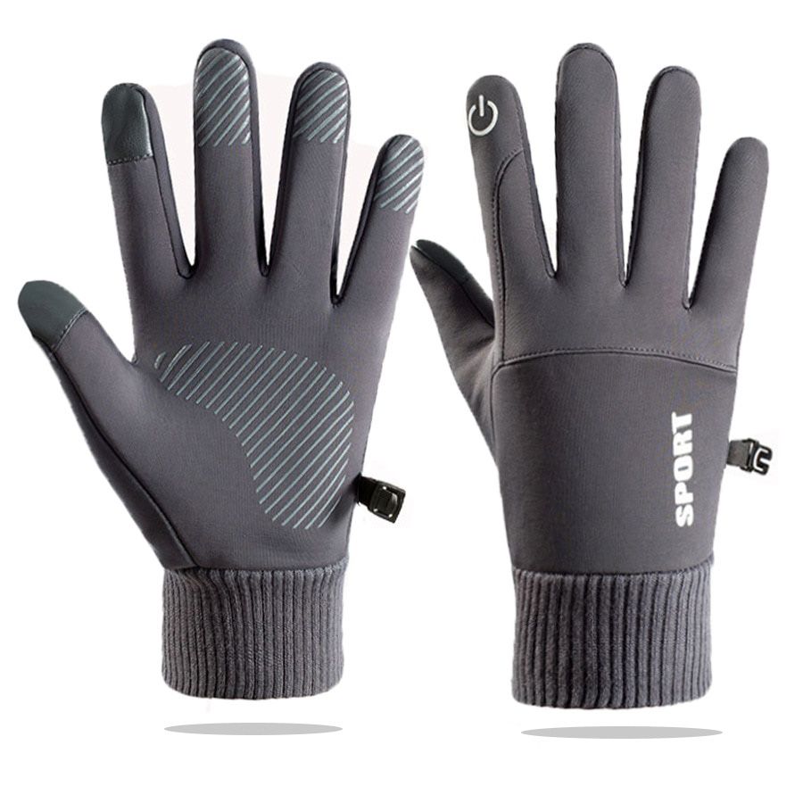 Winter Inner Velvet Warm Full Finger Gloves Sports Fishing Ski Non-slip Glove Waterproof Touchscreen Gloves Men Women Mittens-Length about 23cm