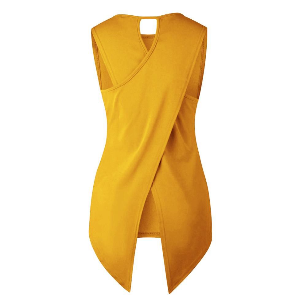 Tank Top Vest summer Women Cross Irregular Solid Color Sleeveless Slim Tank Top Vest Women Loose Tank Tops Summer Tops