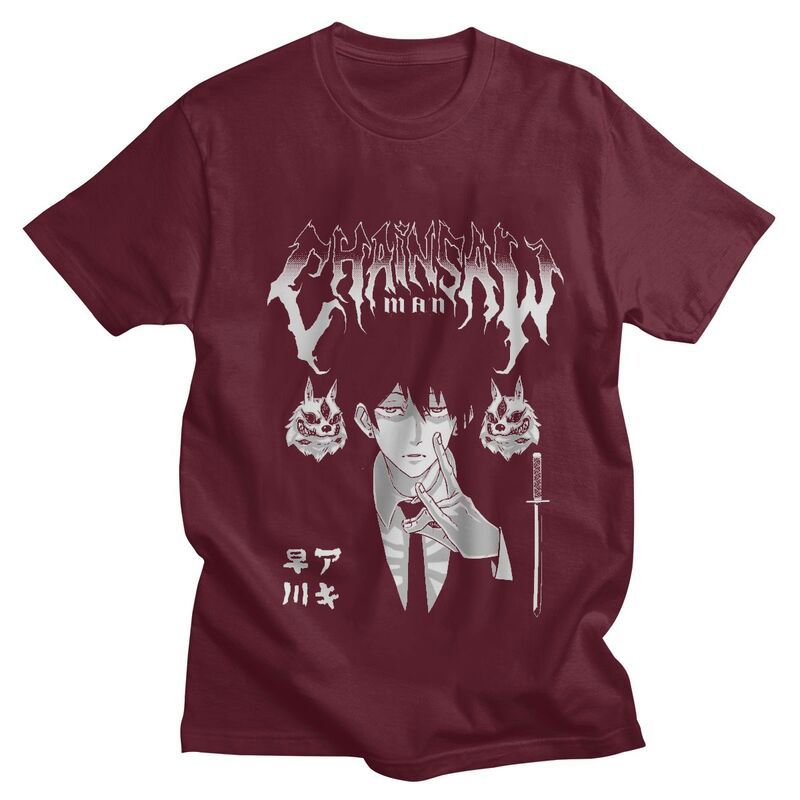 Harajuku Chainsaw Man T Shirt Men Short Sleeve Pure Cotton T-shirt Leisure Anime Manga Aki Hayakawa Tee Tops Streetwear Tshirts